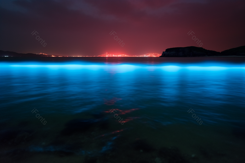 夜晚发出蓝色荧光的海面奇特的自然现象,高清,摄影图,摄影图片,图片大全,摄影图免费下载